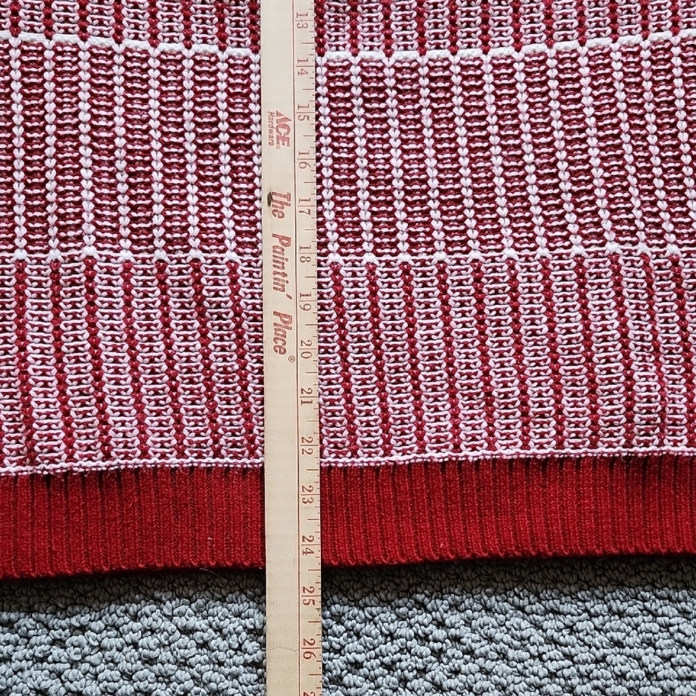 Talbots Red and White Cotton Blend Fair Isle Crew Neck Women's Sweater Large - Picture 5 of 6